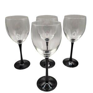 Luminarc Domino Black Stemware Wine Glasses Goblets Set of 4